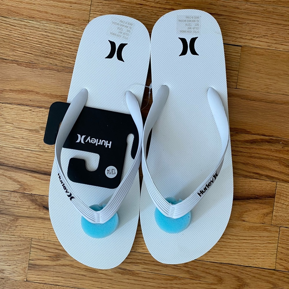 White Hurley Flip Flops